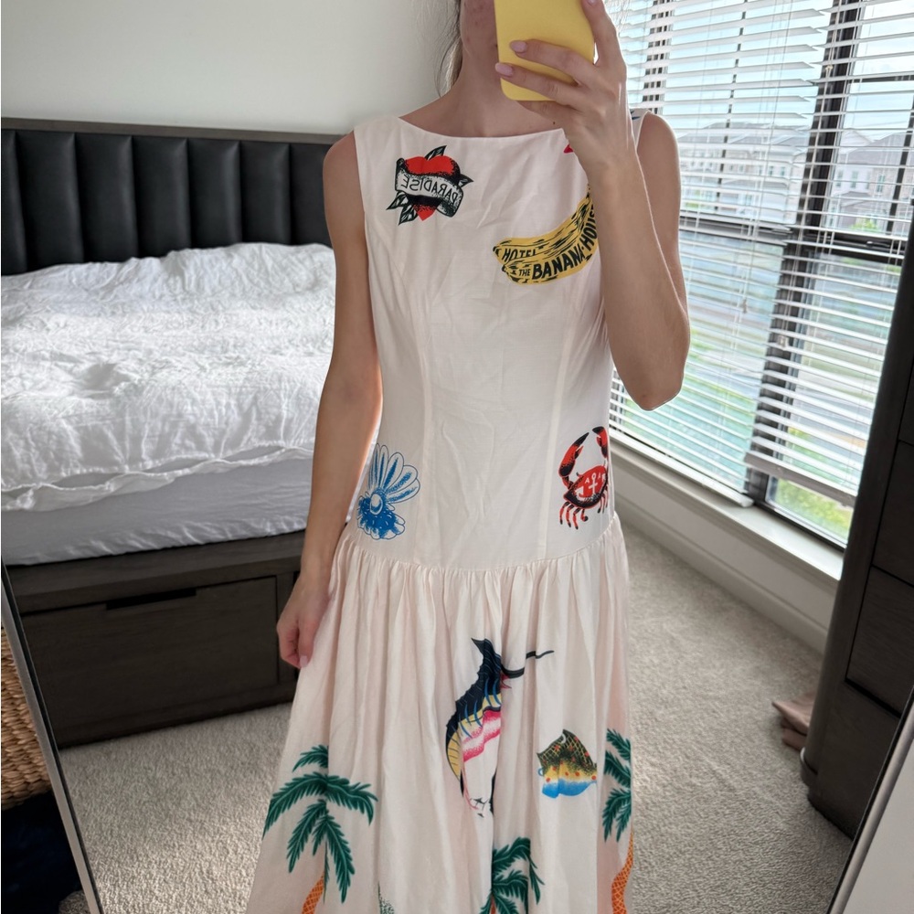 Tropical Print Sleeveless Dress